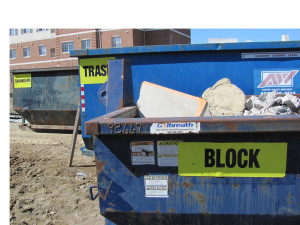 Recycling bins by the SHU McLaughlin Center (Photo Amy Garno)
