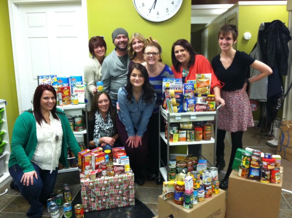 The staff at Golden Image Salon in Tecumseh helped SHU with its annual food drive. (Photo Amy Garno)