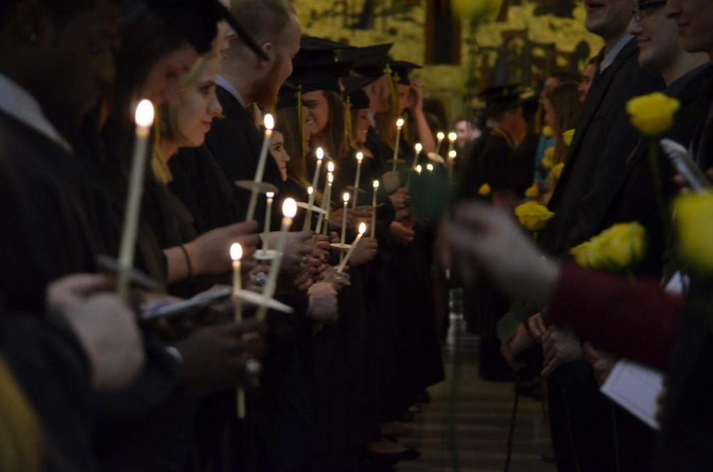 The soon-to-be 2014 SHU graduates and their torches