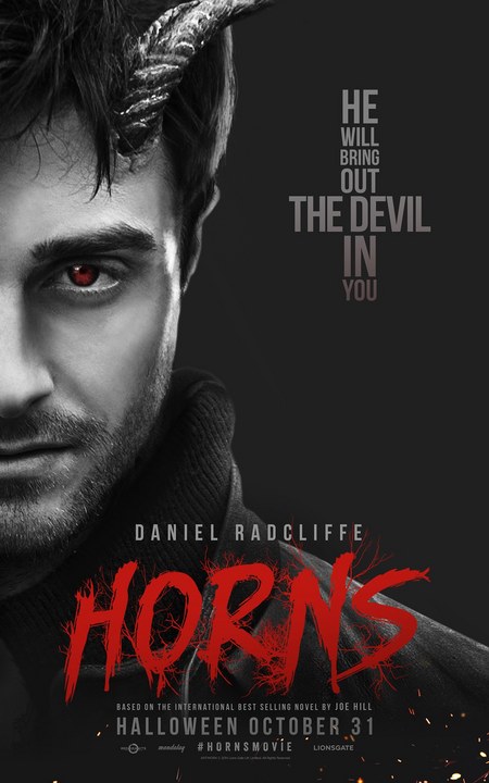 The poster featuring Daniel Radcliffe in "Horns" - Currently available on all digital platforms. 