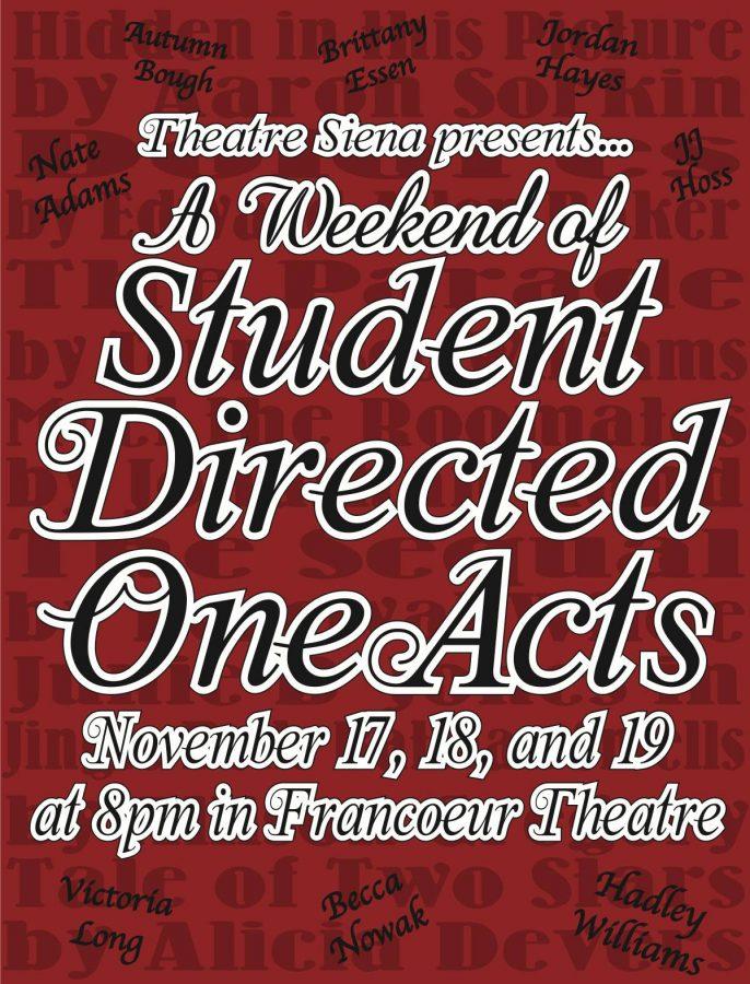 If you go: Students Directed One-Acts run November 17th-19th at 8p each evening. It is free and open to the public. 